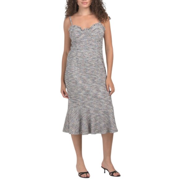 hutch sequin bustier dress Hutch Strapless Sequin Back-Slit Column Midi Dress